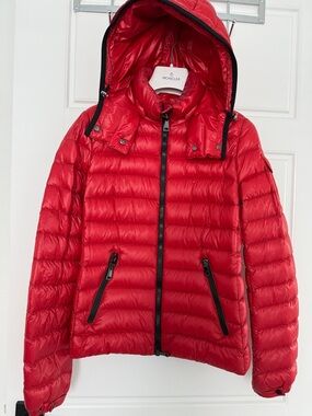 Moncler Red Quilted Hooded Puffer Jacket